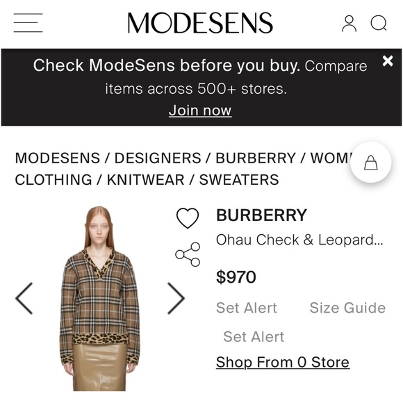 ❤️TRADED❤️ Burberry check V neck leopard trim sweater medium unisex - Picture 6 of 10